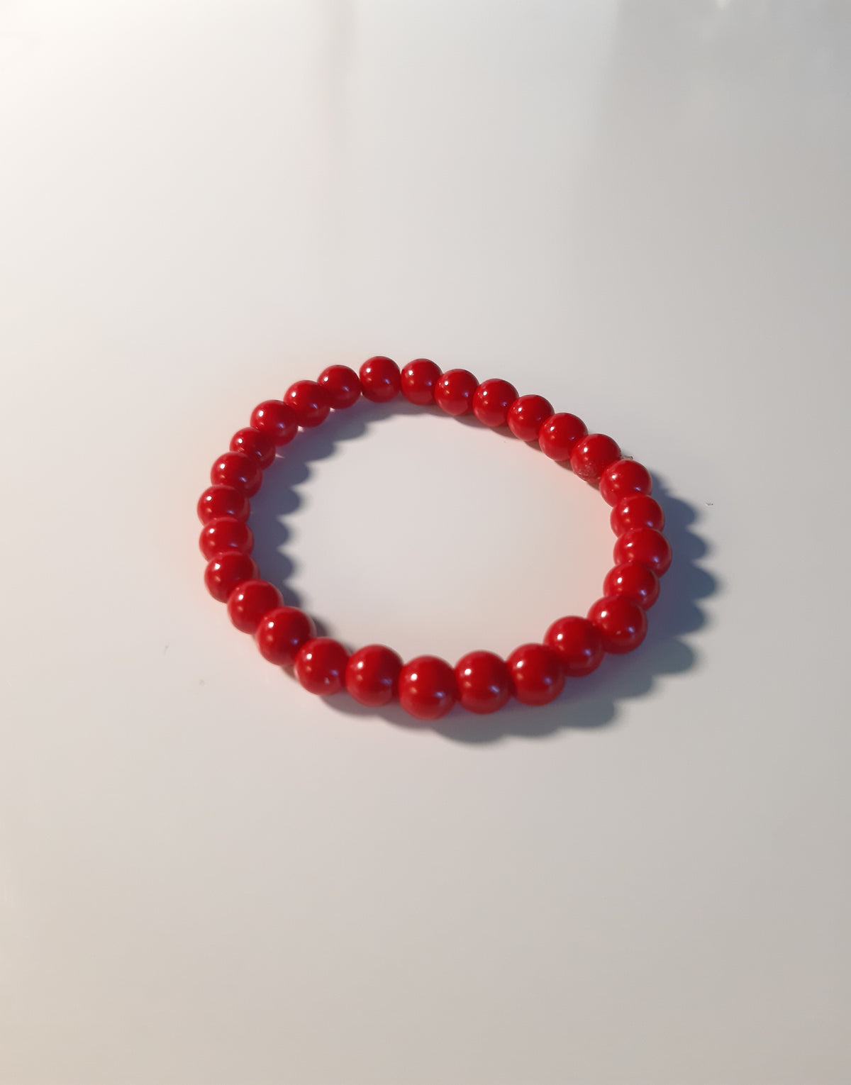 Red Pearl Stretch Bracelet