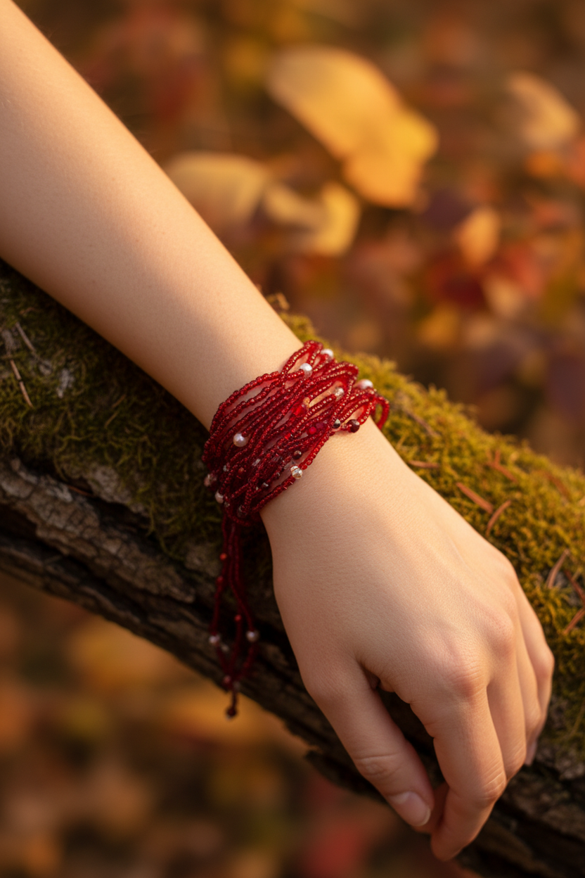Crimson Harvest Bracelet - Red Strands Only