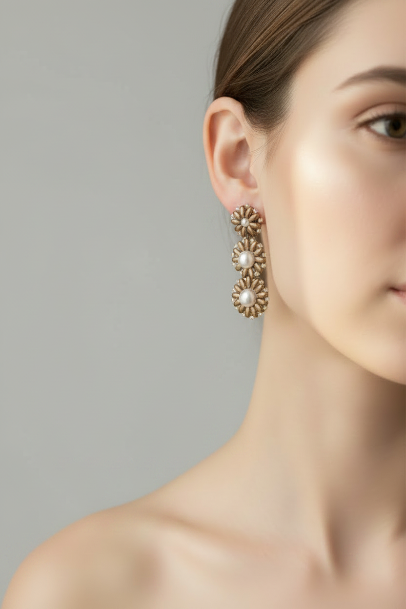 Daisy Flower Bronze Earring