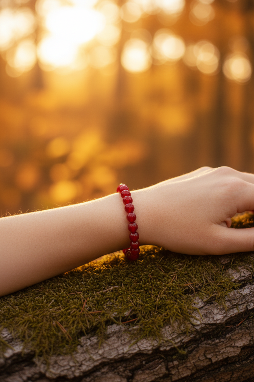 Red Pearl Stretch Bracelet